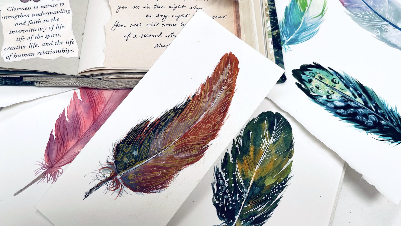 How to paint realistic iridescent coloured feathers in watercolour