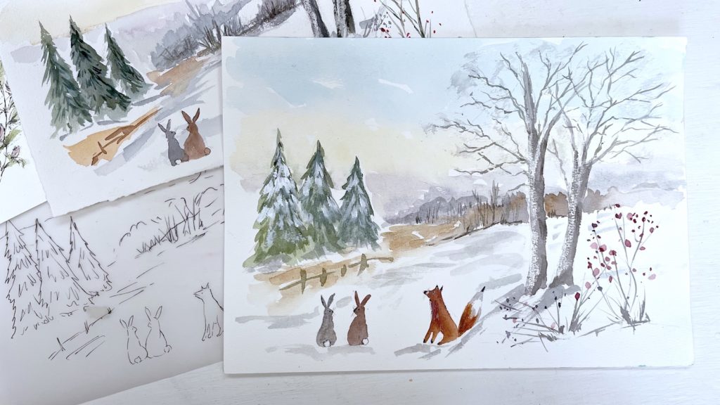 easy winter landscape painting