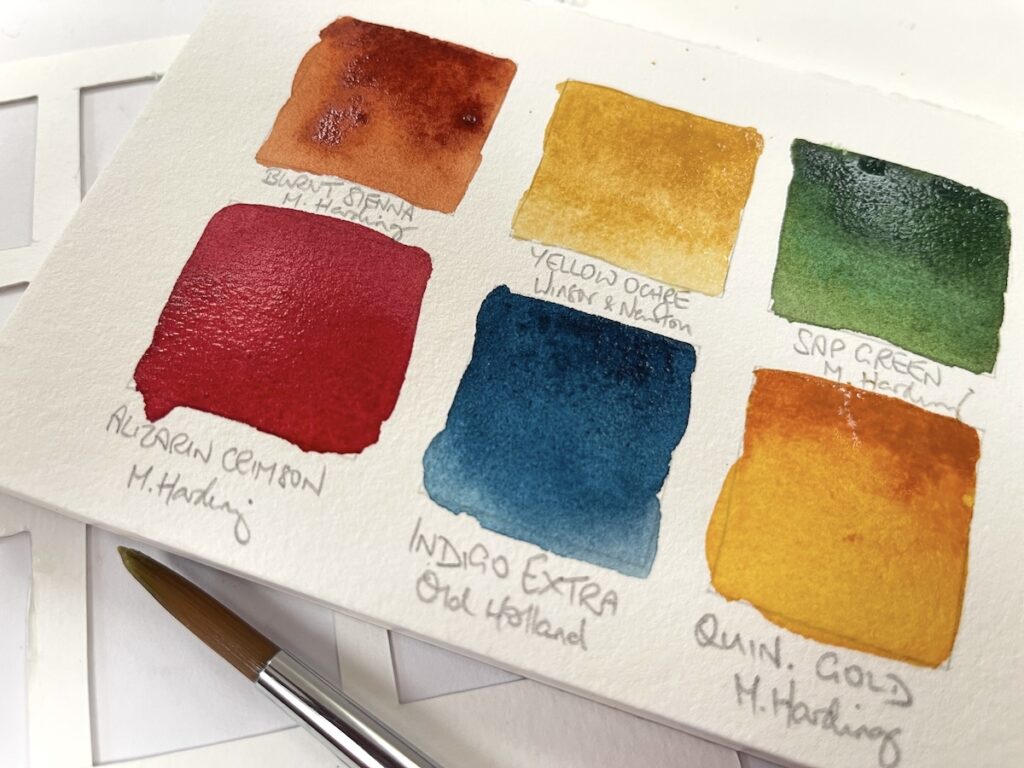 swatching the limited fall watercolor palette