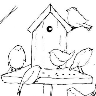 Busy Bird Table Sketch