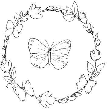 Butterfly Wreath Sketch