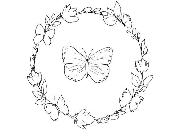 Butterfly Wreath Sketch