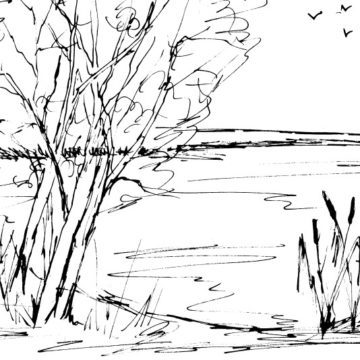 Lakeside Scene Sketch