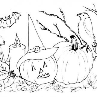 Halloween Forest Scene Sketch