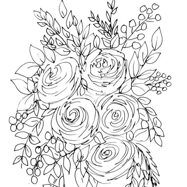 Loose Rose Bouquet Sketch