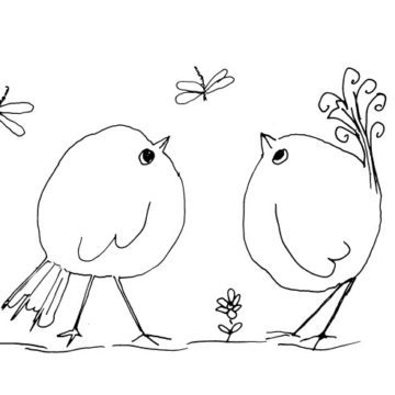 Three Cute Birds Sketch II