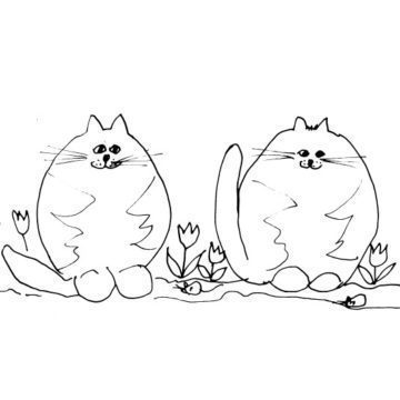 Three Scruffy Cats Sketch