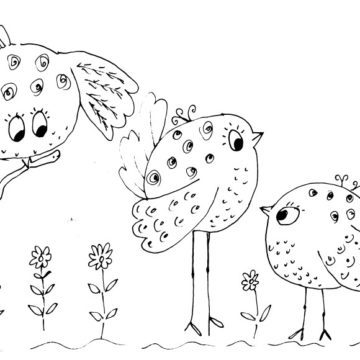 Cute Bird Family Sketch