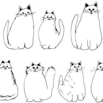 Ten Sitting Cats Sketch