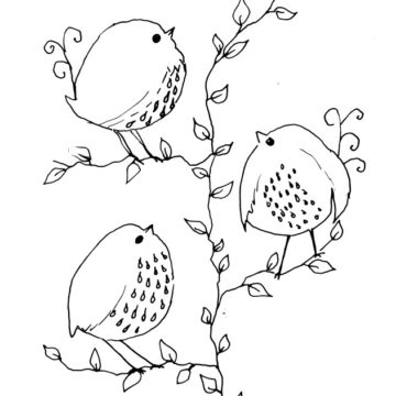 Three Whimsical Birds Sketch