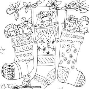 Christmas Stockings and Mice Sketch