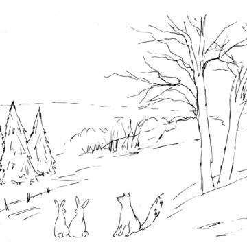 Whimsical Winter Landscape Sketch