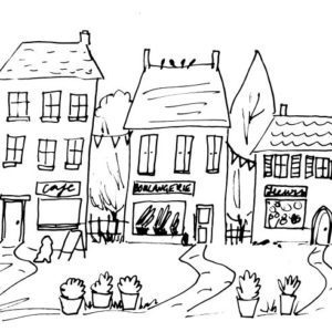 French Street Scene Sketch