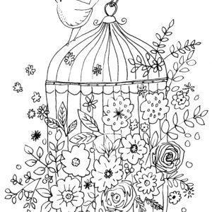 Birdcage with Flowers Sketch