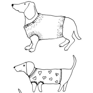 Four Dachshund Dogs Sketch