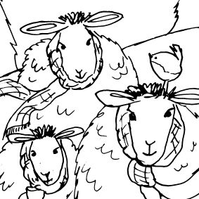 Sheep with Scarves Sketch