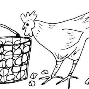 Hen with Basket of Eggs Sketch