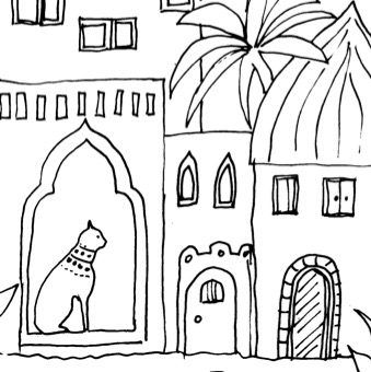 Oriental Street Scene Sketch
