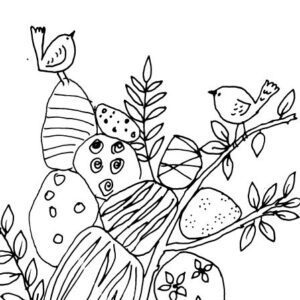 Birds on Stones Sketch