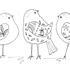 Three Doodle Birds Sketch