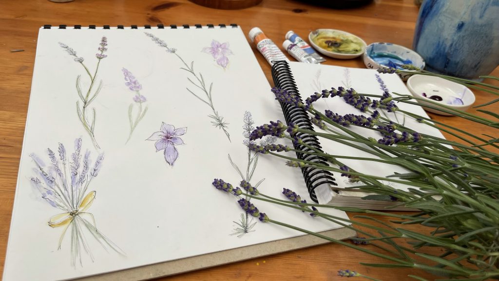 purple lavender flower watercolor painting - Flower - Mug