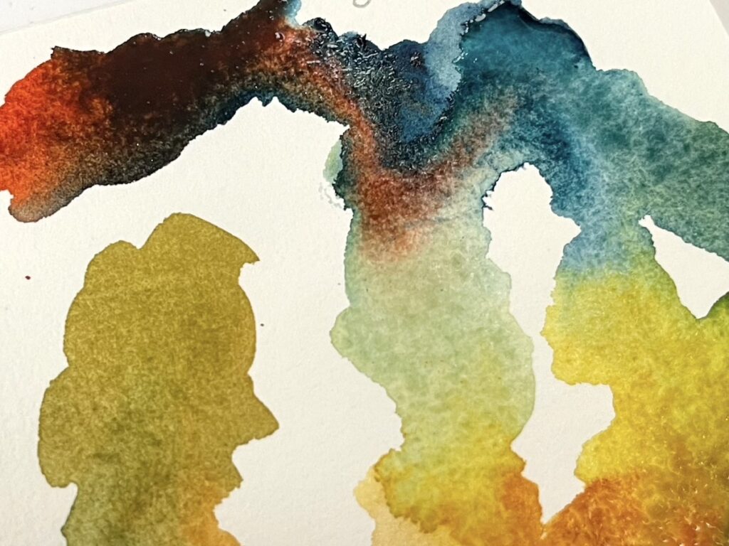 mixing colors from the fall watercolor palette