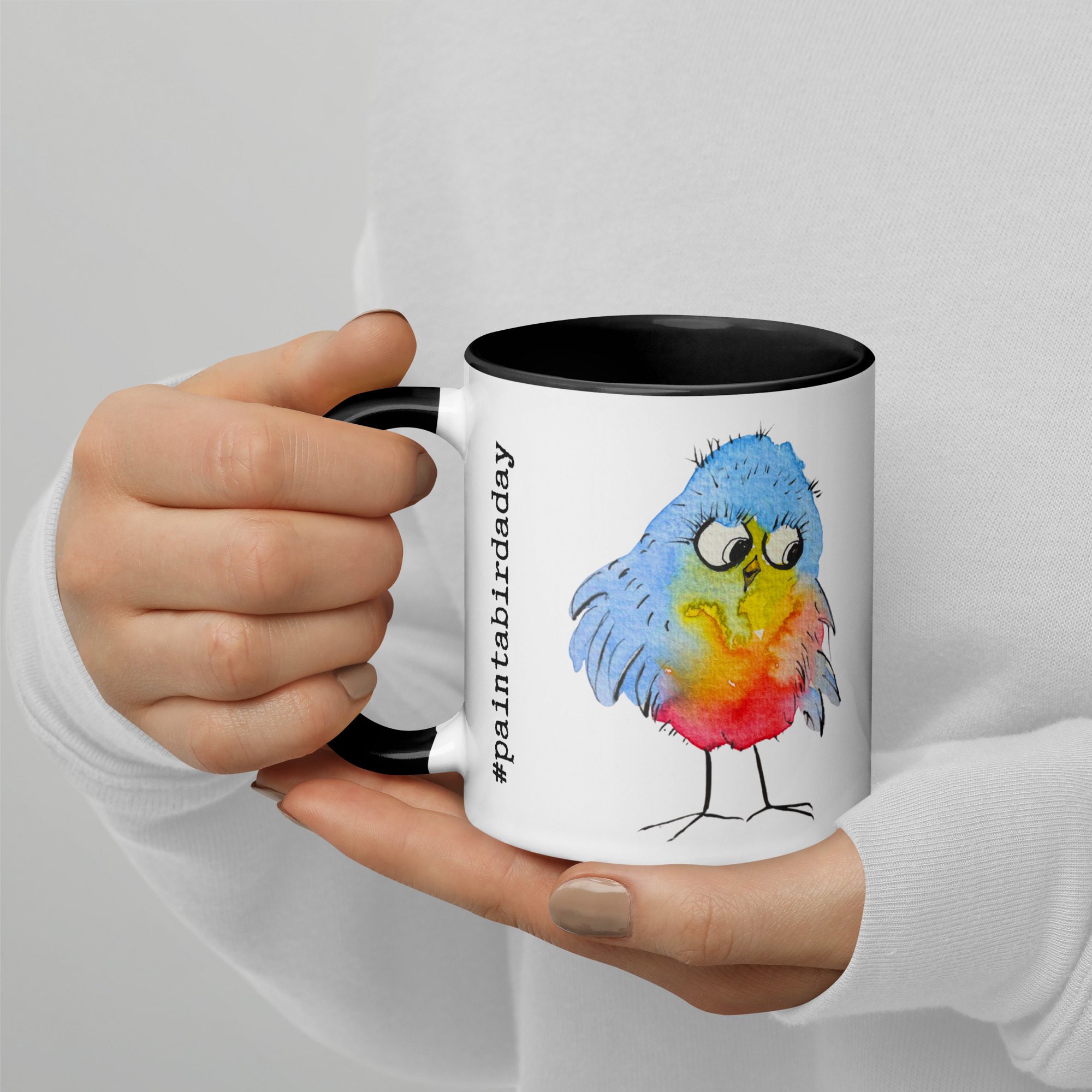 Blue Blobby Birds #paintabirdaday Mug - Image 2