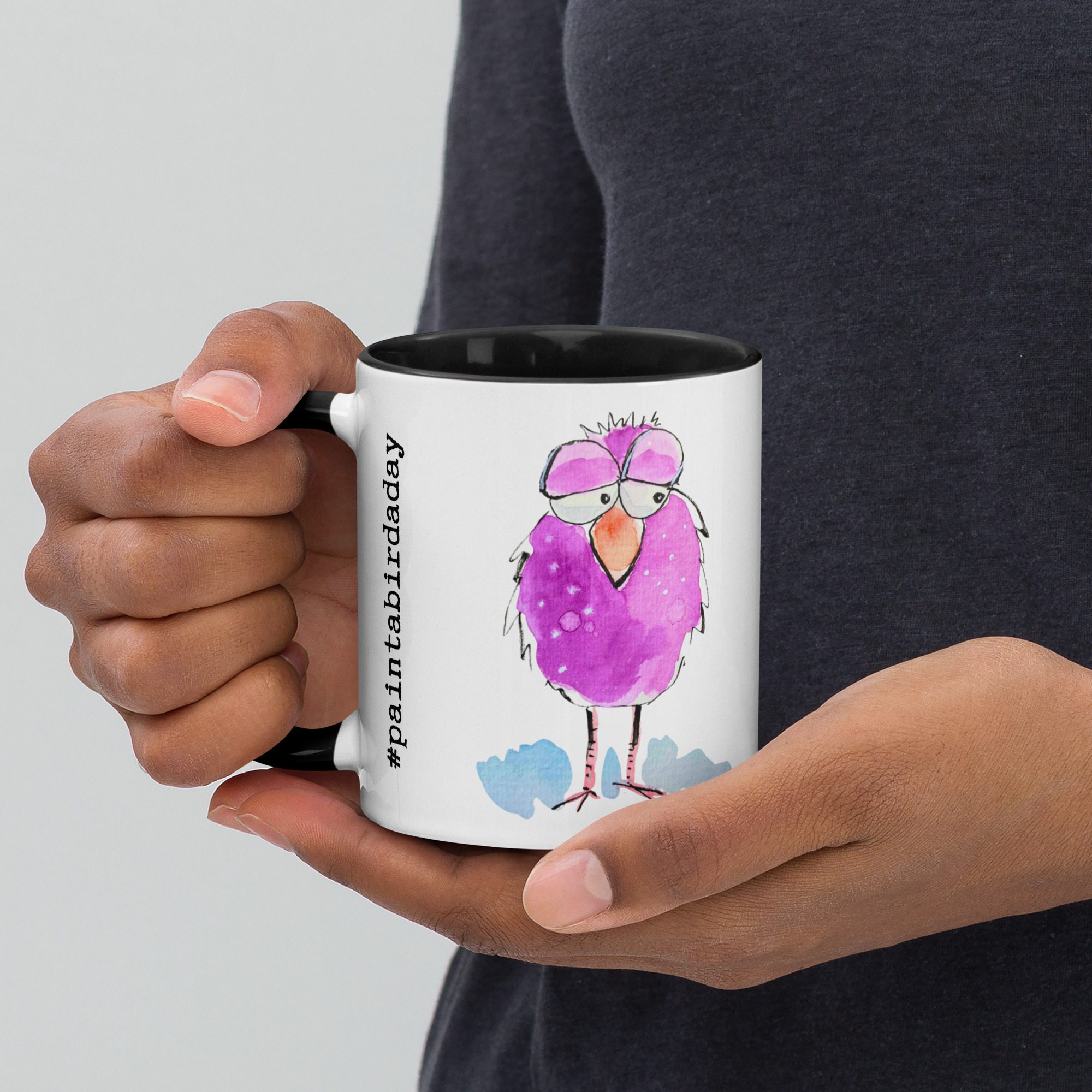 Purple Blobby Birds #paintabirdaday Mug - Image 3