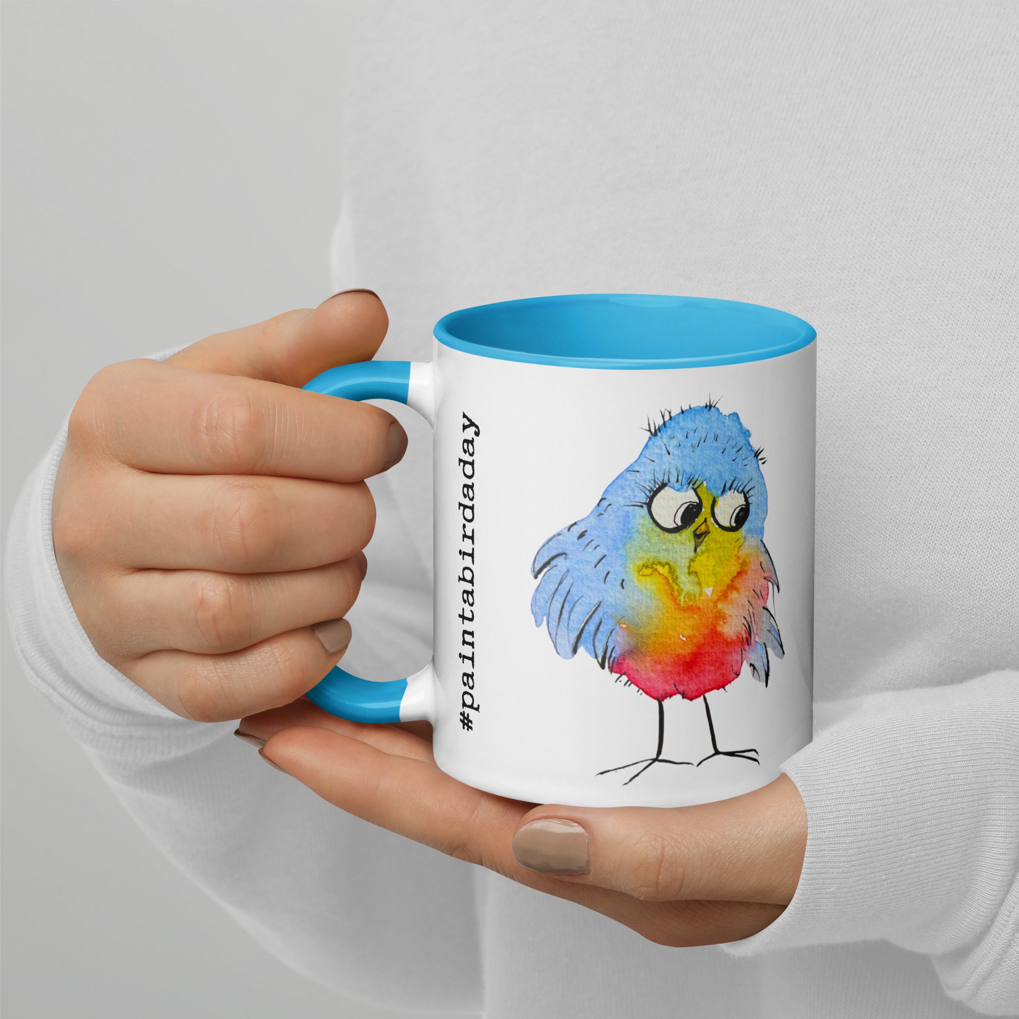 Blue Blobby Birds #paintabirdaday Mug - Image 6