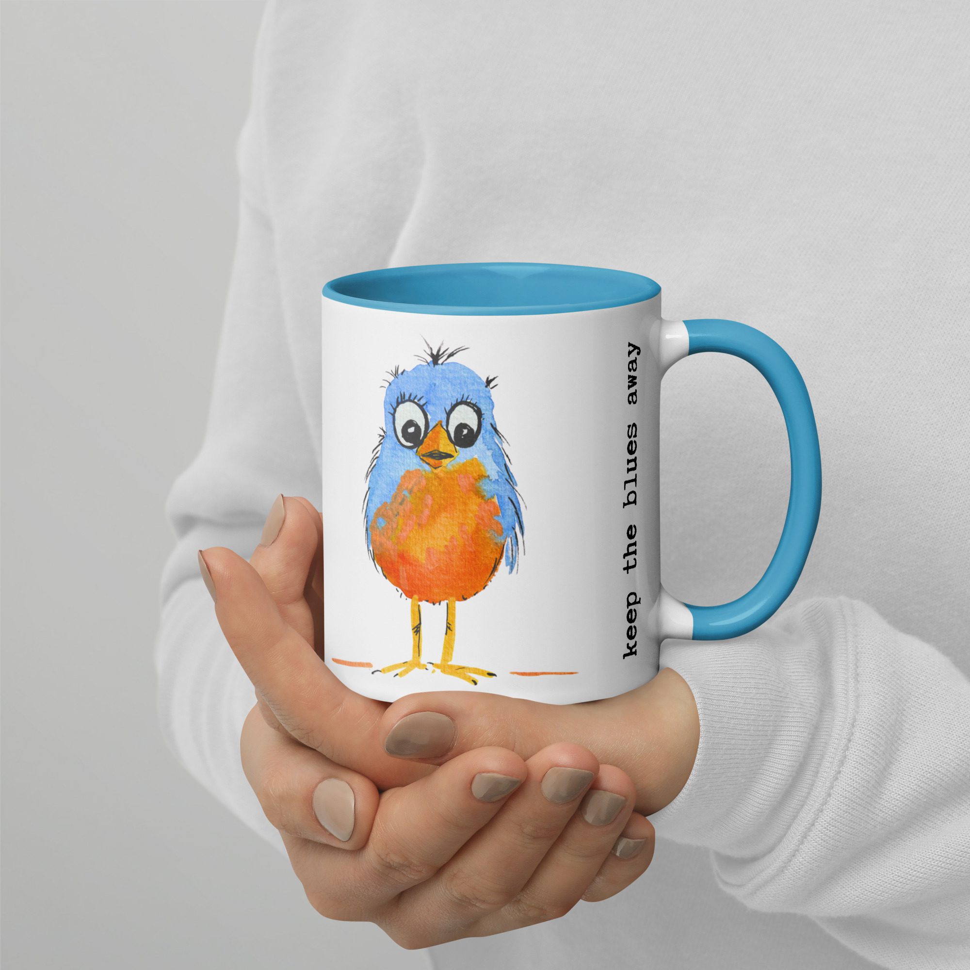 Blue Blobby Birds #paintabirdaday Mug - Image 7