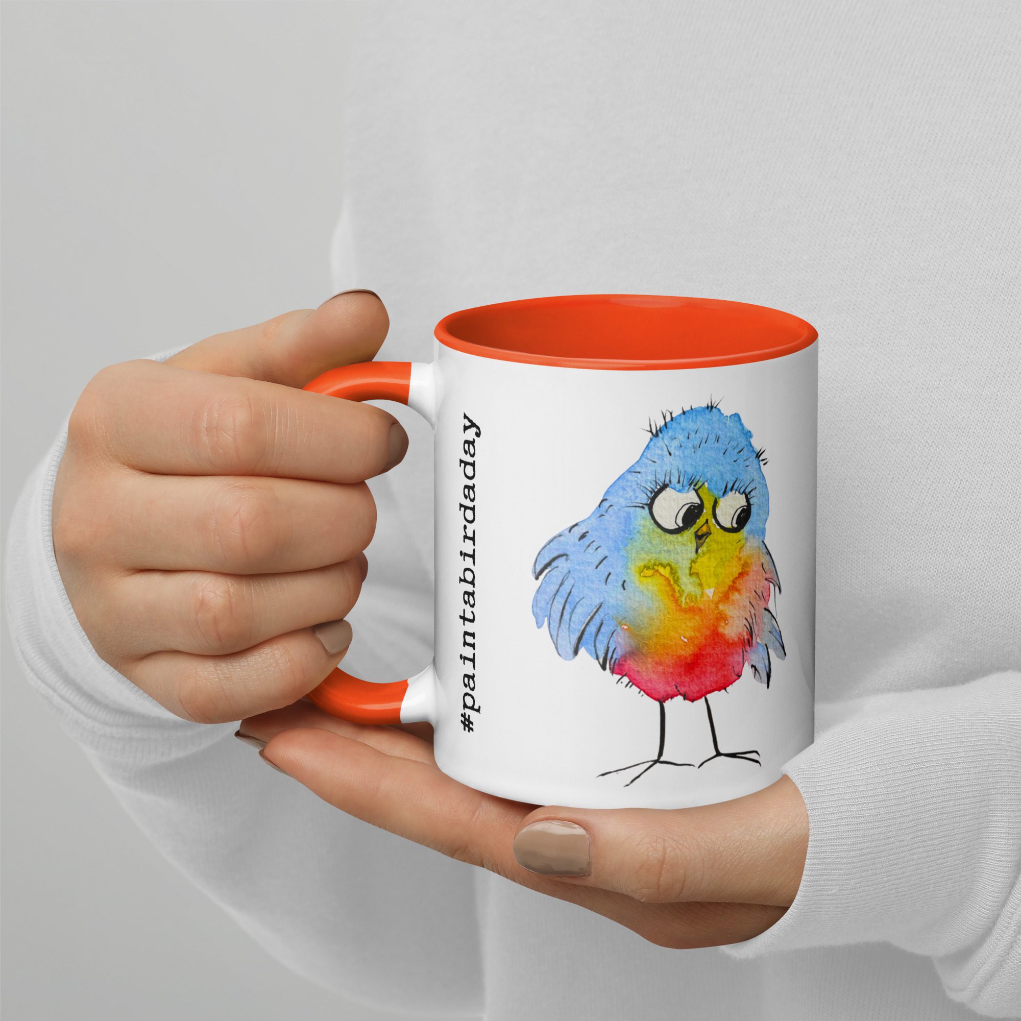 Blue Blobby Birds #paintabirdaday Mug - Image 4