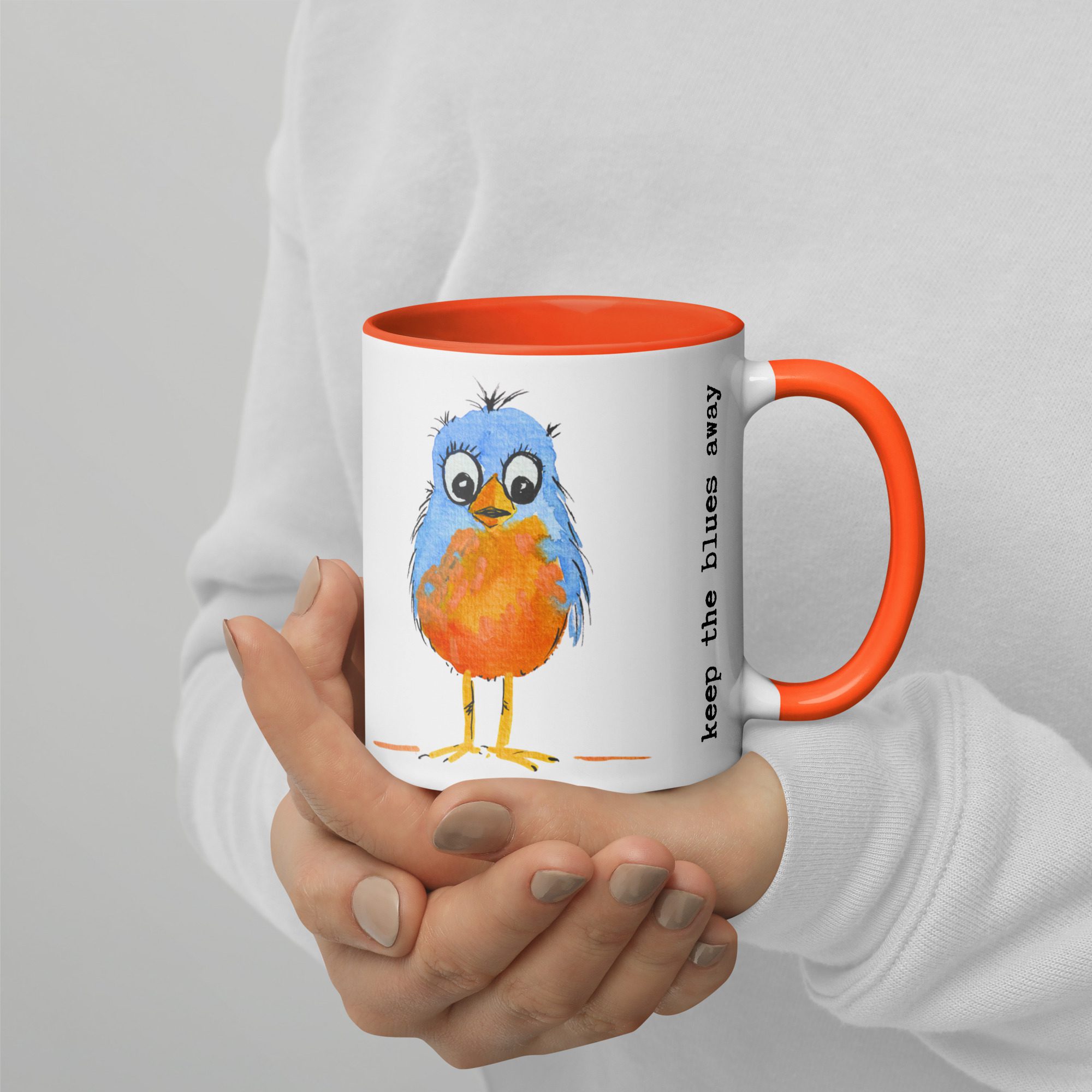 Blue Blobby Birds #paintabirdaday Mug - Image 5