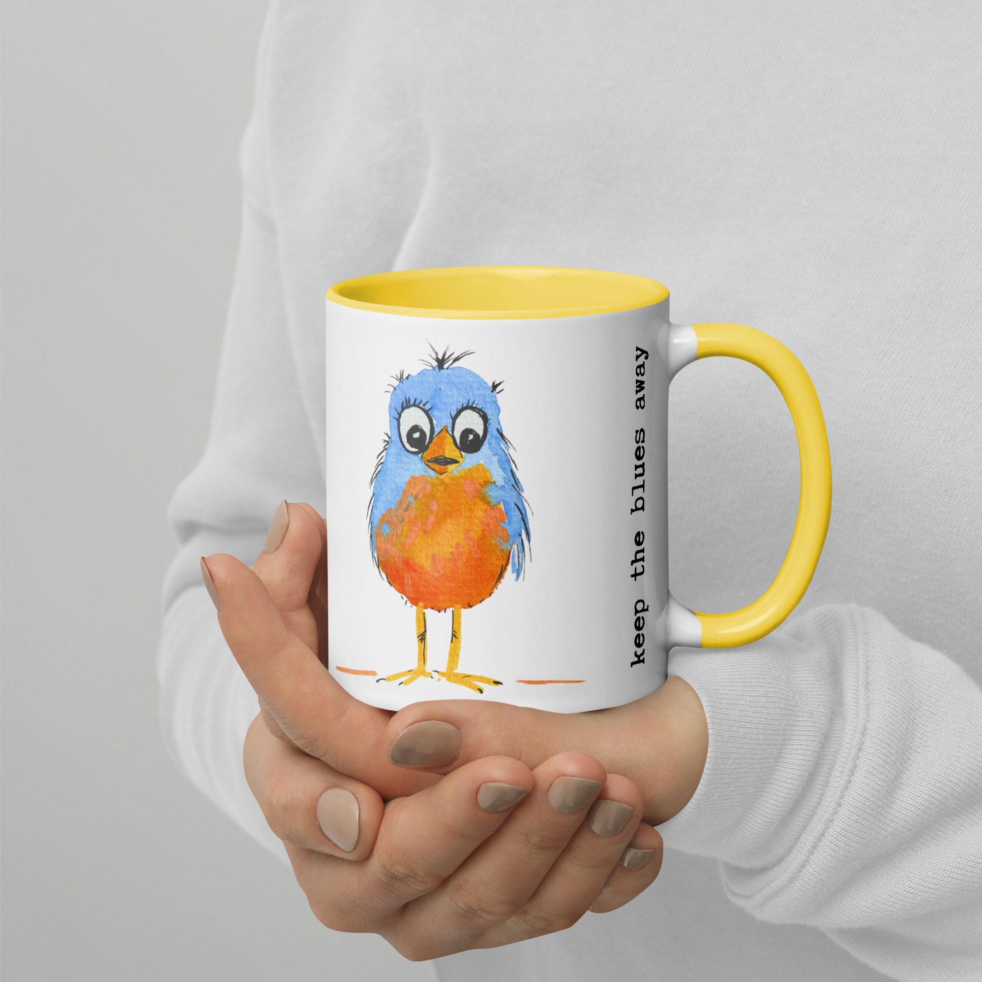 Blue Blobby Birds #paintabirdaday Mug - Image 8